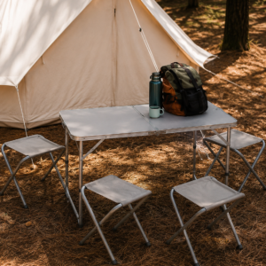 Conjunto Mesa e 4 Cadeiras de Campismo